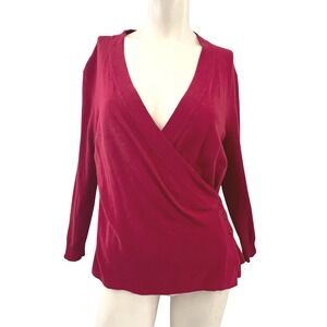Cabi Wrap Sweater Knit Top Angora Rabbit Hair Blend Red Medium M Office Holiday